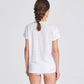 T-shirt in lino Simone bianca con scollo a V