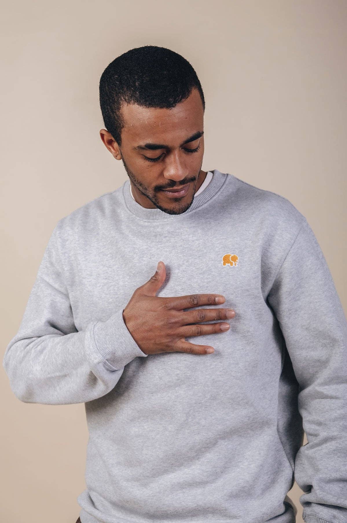 Maglione essenziale in cotone organico grigio mélange
