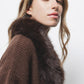 Cappotto in maglia rasata con collo in eco-pelliccia
