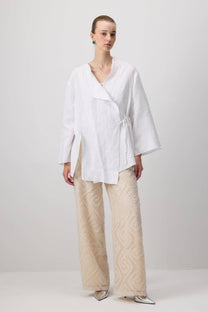 Giacca kimono in lino bianca