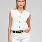Gilet in maglia bianco con bottoni