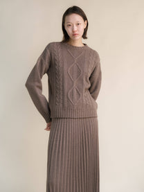 Maglione a trecce in misto cashmere