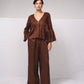 Blusa ampia in lino con scollo a V
