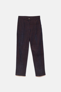 Pantaloni aderenti a quadri in cotone