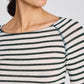 Top in lana Amalie a righe reverse verde oliva scuro