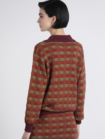 Set maglia in maglia con scollo a V e gonna midi coordinata