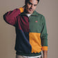 Felpa color block Harlequin con mezza zip