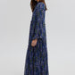 Abito lungo in chiffon floreale con volant stile boho