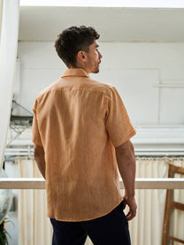 Camicia corta in lino arancione Lido