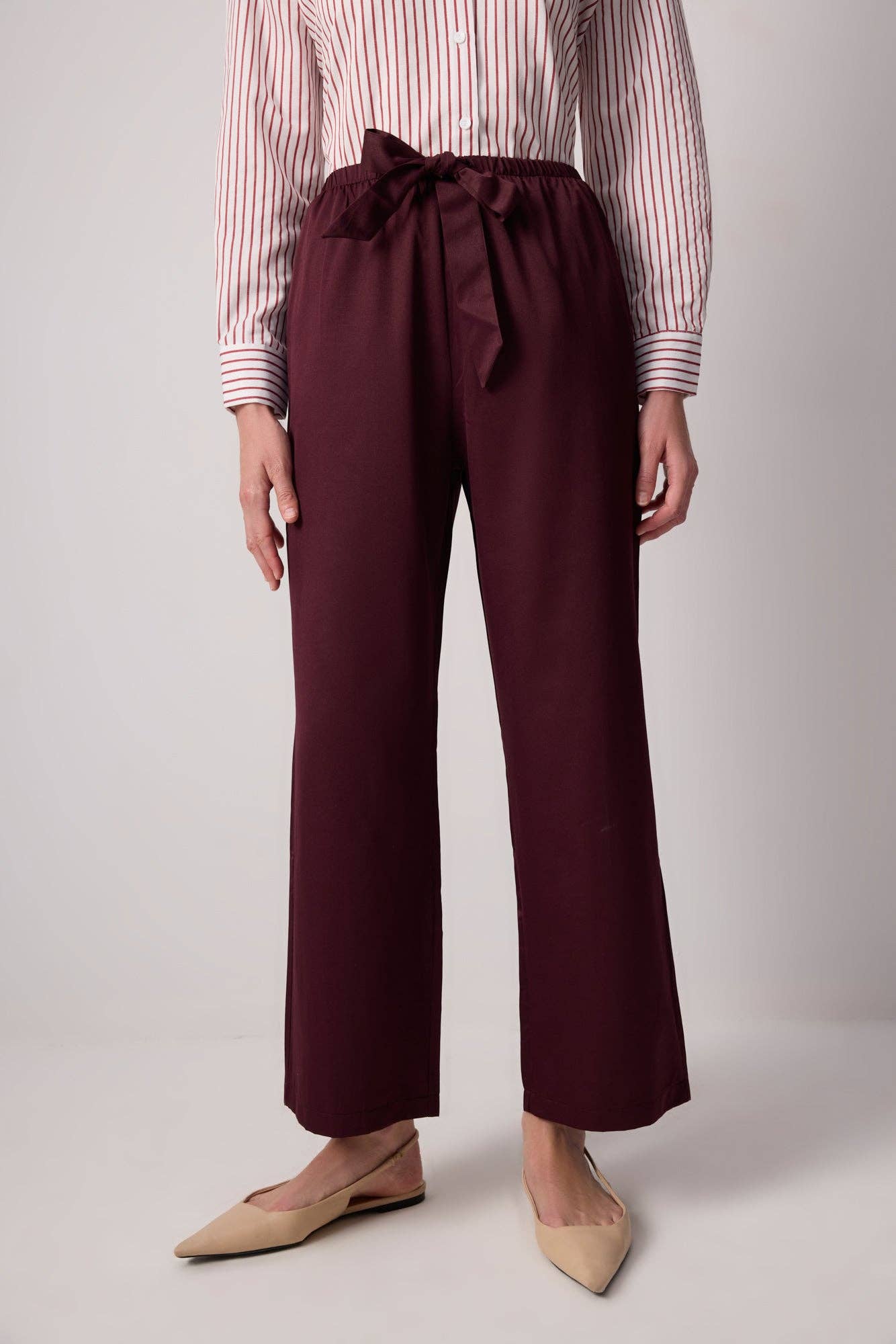 Pantaloni palazzo a gamba larga con vita elasticizzata