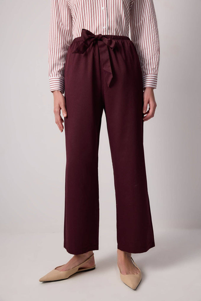 Pantaloni palazzo a gamba larga con vita elasticizzata