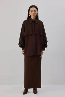 Camicia in popeline con dettaglio in chiffon