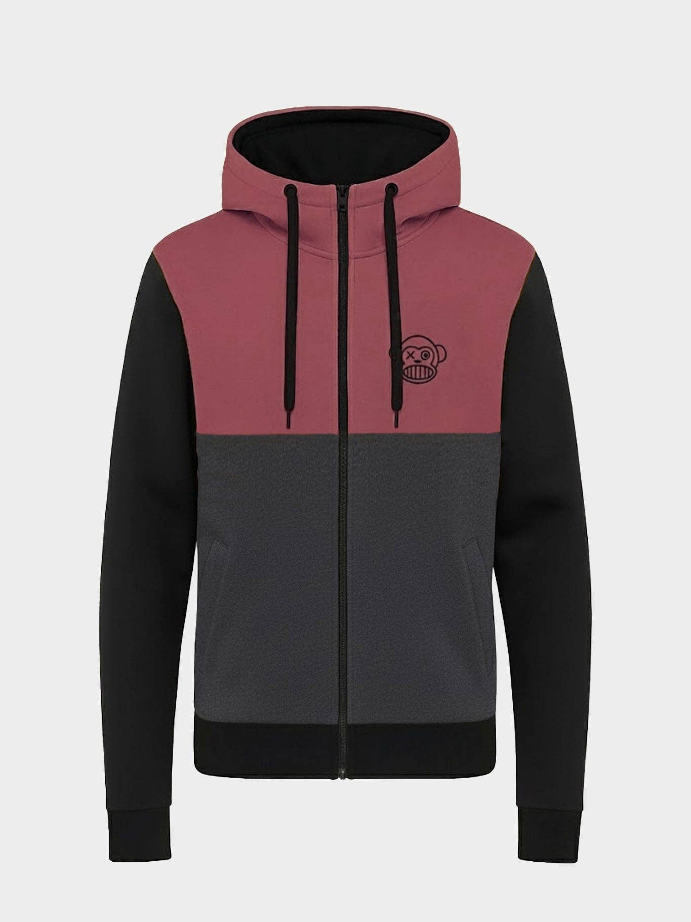 Felpa con zip Chimp color block con cappuccio