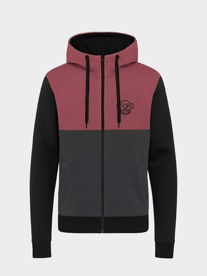 Felpa con zip Chimp color block con cappuccio