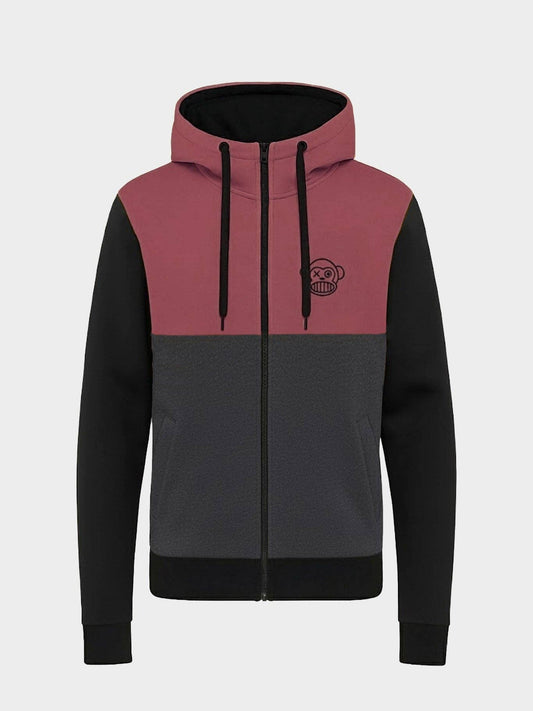 Felpa con zip Chimp color block con cappuccio