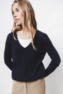 Maglione a maglia strutturata con scollo a V