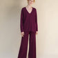 Maglione lungo con scollo a V profondo in misto cashmere