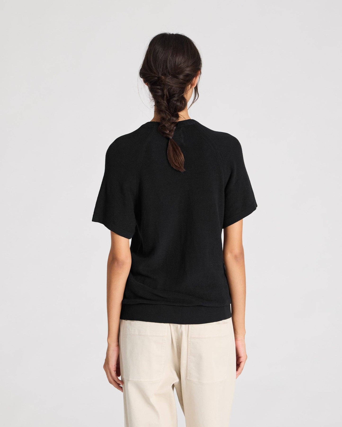 T-shirt in maglia Karen in cotone biologico nero