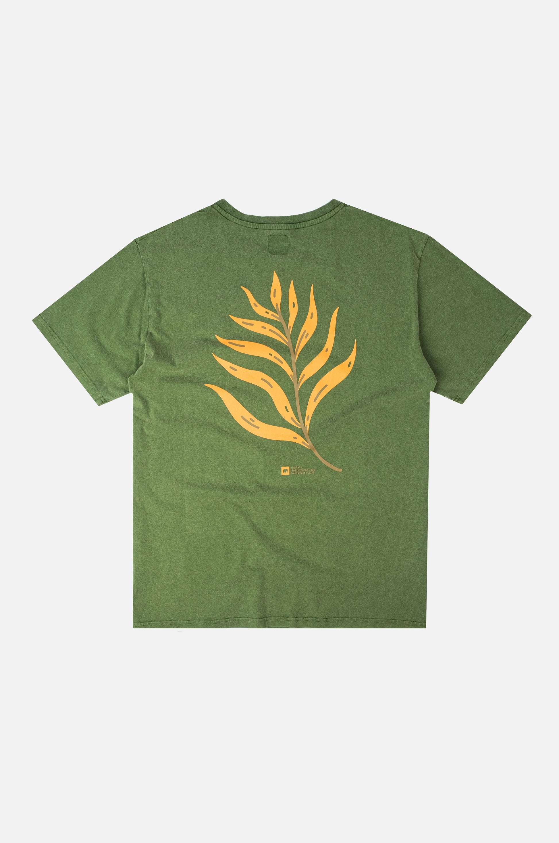 T-shirt pigmentata Confitera verde con stampa palmata