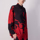Set camicia e pantaloni palazzo a fiori rossi
