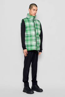 Gilet imbottito Gora tartan verde e bianco