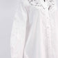 Camicia bianca in cotone e lino con pizzo