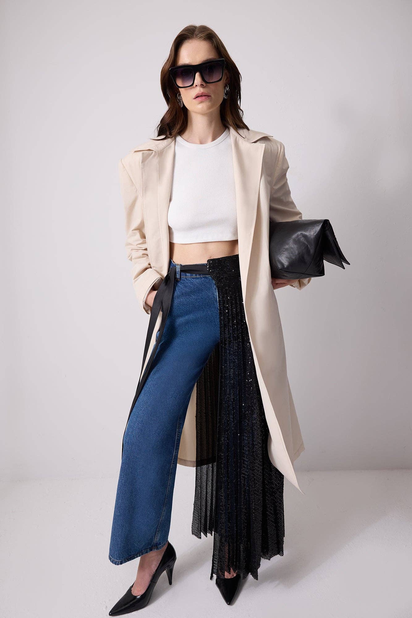 Canottiera crop a costine in cotone