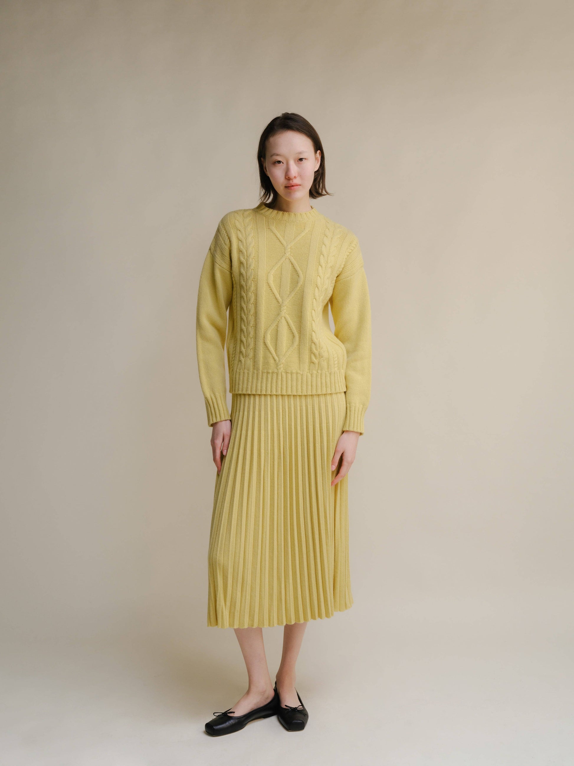 Gonna plissé in maglia misto cashmere 3D-knit