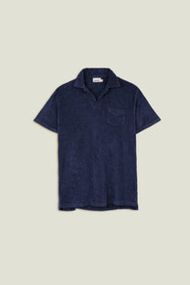 Camicia in spugna blu scuro a maniche corte