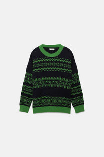 Maglione jacquard in maglia bicolore