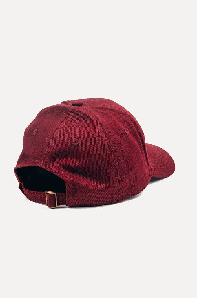 Cappellino classico a sei pannelli rosso uva con logo ricamato