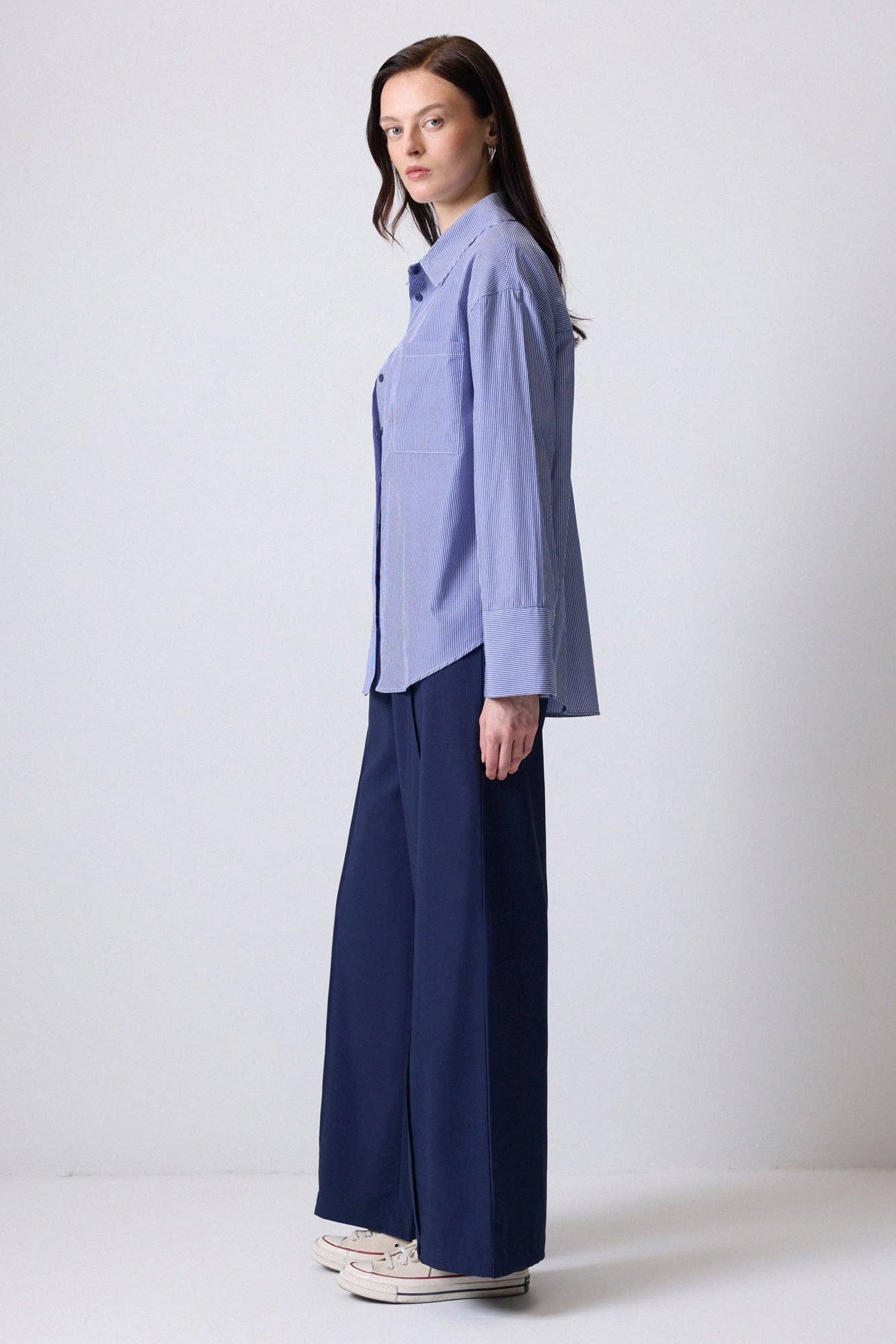 Pantaloni palazzo a coste con vita elastica