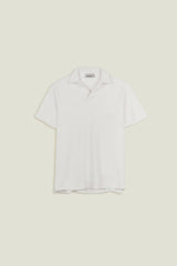 T-shirt in spugna bianca con colletto aperto