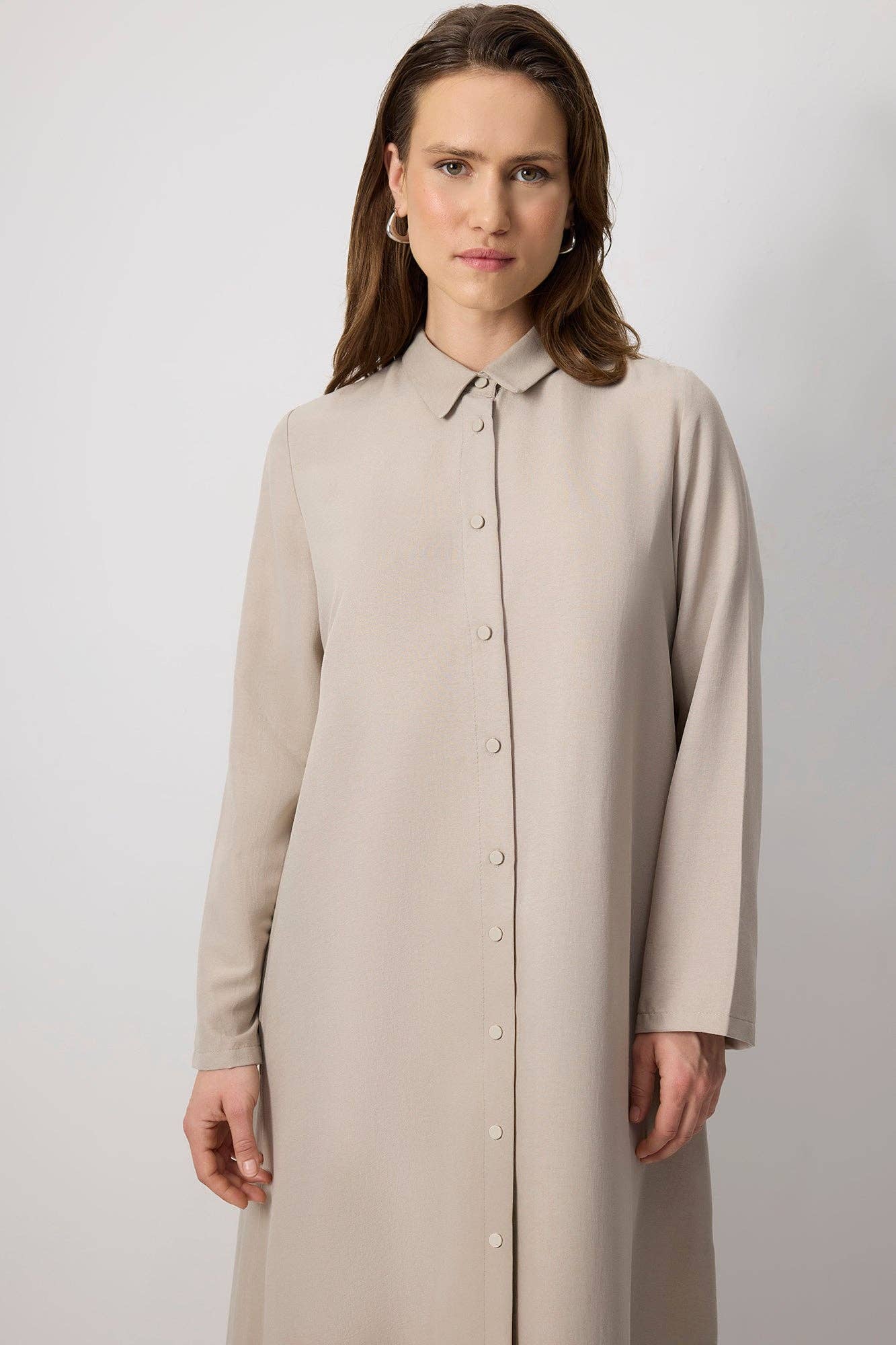 Abito maxi testurizzato stile chemisier