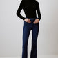 Jeans a zampa vita alta in denim stretch