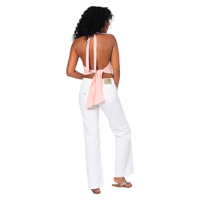 Top crop estivo in cotone rosa