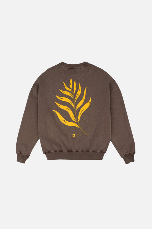 Felpa oversize in cotone biologico con stampa palma del deserto