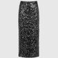 Gonna midi a matita con paillettes nera