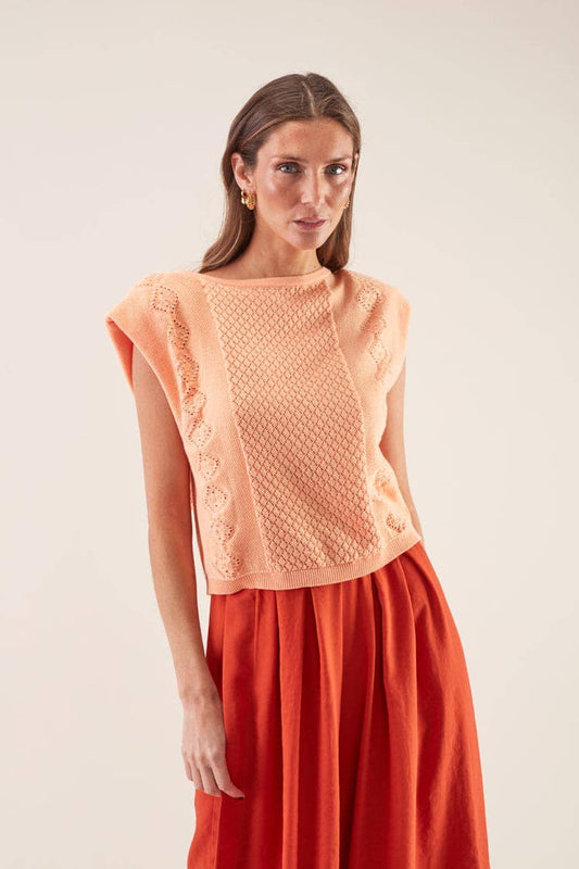 Canotta Ombreiras in cotone con lavorazione traforata