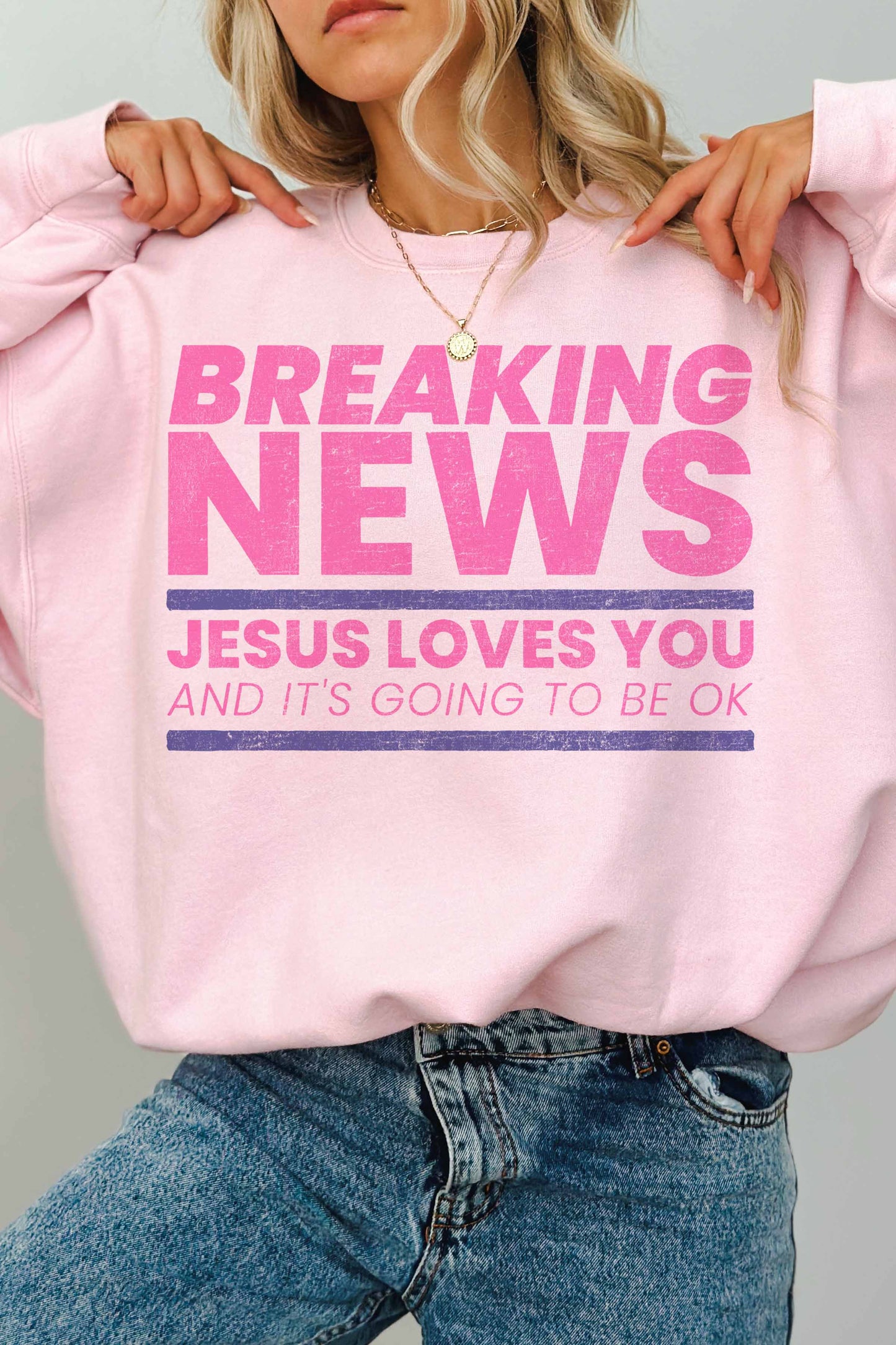 Felpa Oversize Grafica Breaking News