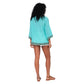 Kimono corto estivo in cotone con maniche 3/4 turchese