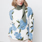 Cardigan jacquard floreale con bottoni