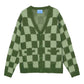 Cardigan a quadri verde in cotone organico