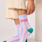 Calzini a righe in cotone pettinato Love