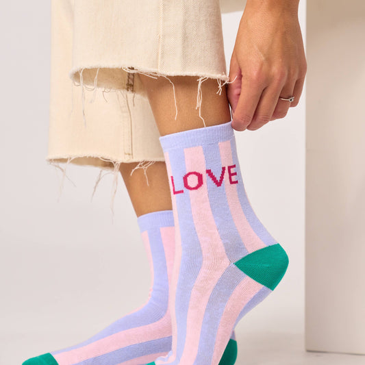 Calzini a righe in cotone pettinato Love