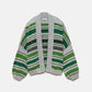 Cardigan in maglia a righe con maniche a palloncino
