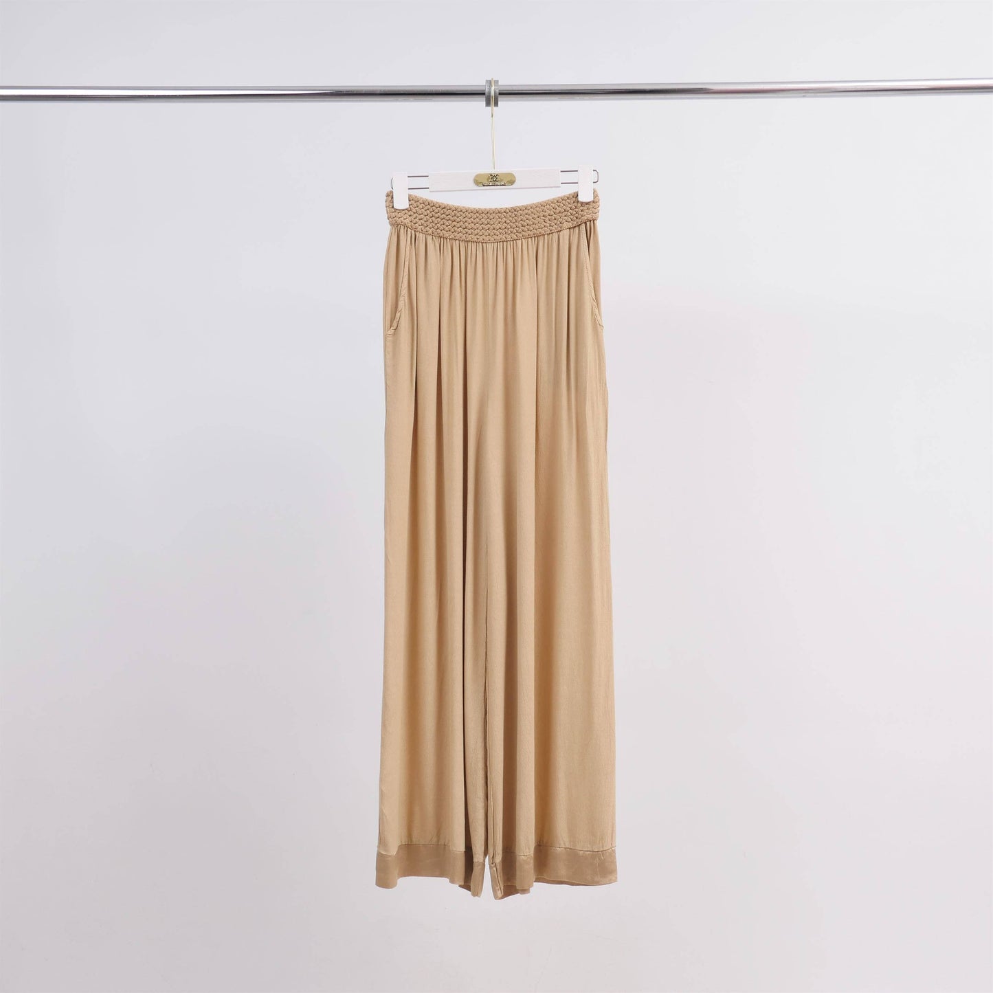Pantaloni palazzo in viscosa a vita alta