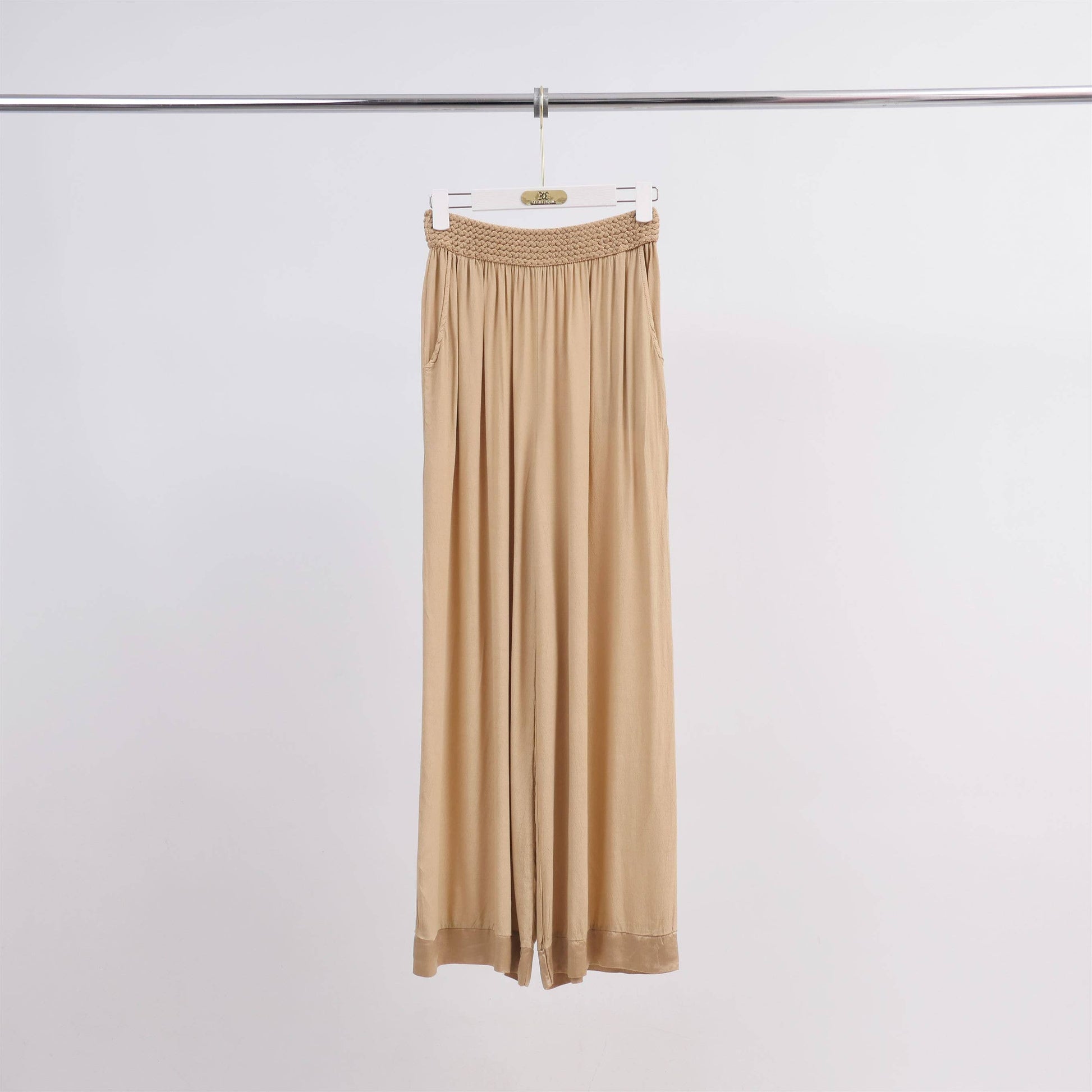 Pantaloni palazzo in viscosa a vita alta
