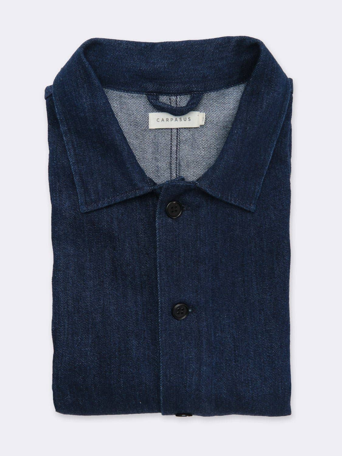 Overshirt in denim azzurro da uomo in cotone biologico