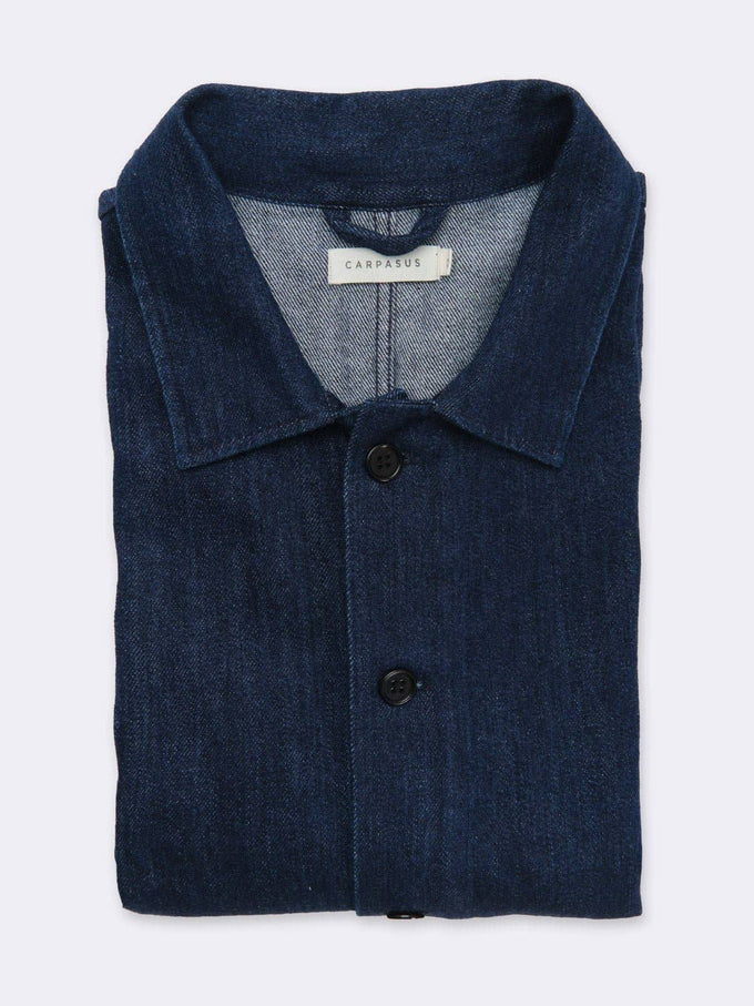 Overshirt in denim azzurro da uomo in cotone biologico